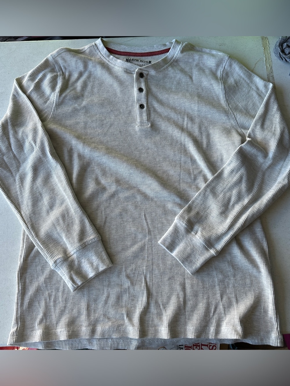 North River Outfitters Men's Long-Sleeve Waffle Henley Shirt - Cream